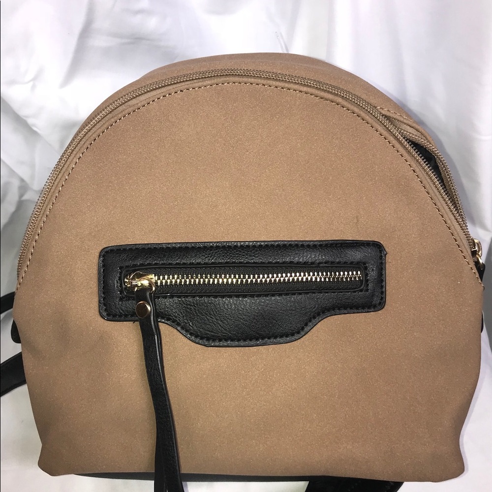 BEIGE and BLACK Backpack Purse